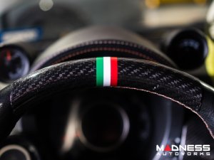 FIAT 500 Steering Wheel Trim - Racing Stripes w/ Italian Colors - Carbon Fiber 